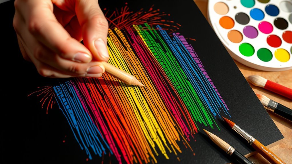 black coating reveals vibrant colors