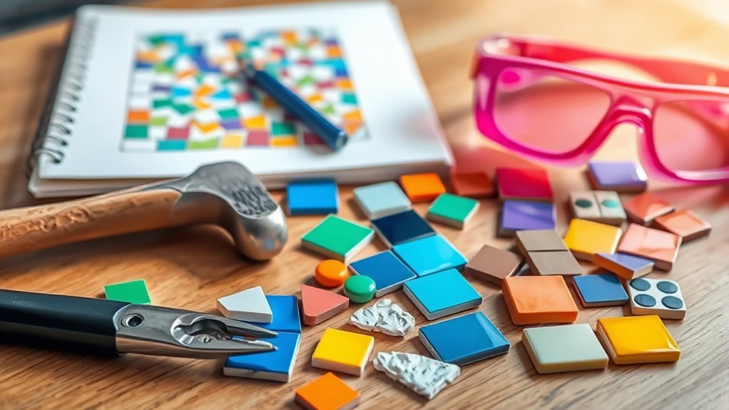 gather mosaic materials and tools