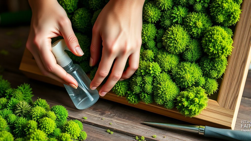 secure moss with hot glue
