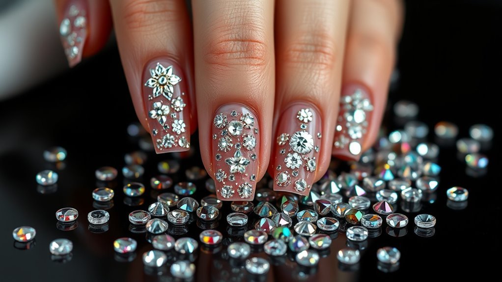 sparkling beads nail art